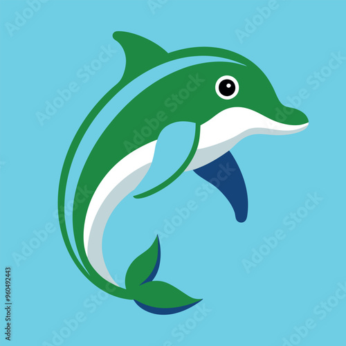 Bottlenose dolphin vector art illustration.
