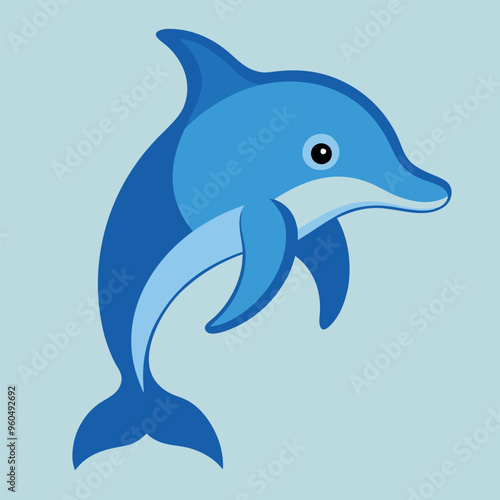 Bottlenose dolphin vector art illustration.
