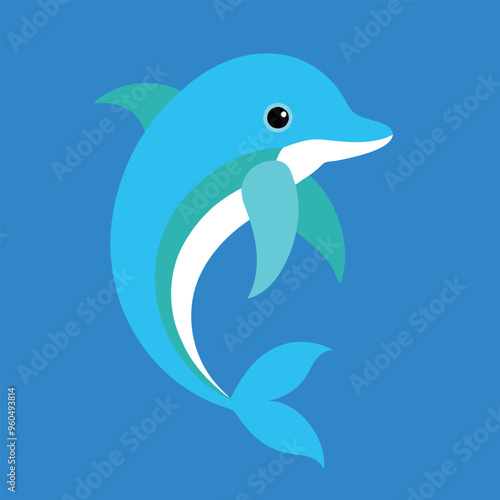 Bottlenose dolphin vector art illustration.
