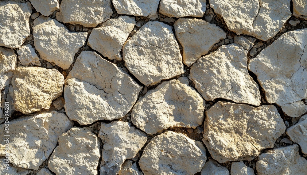 Fototapeta premium Close-up of Cracked and Weathered Limestone Rock