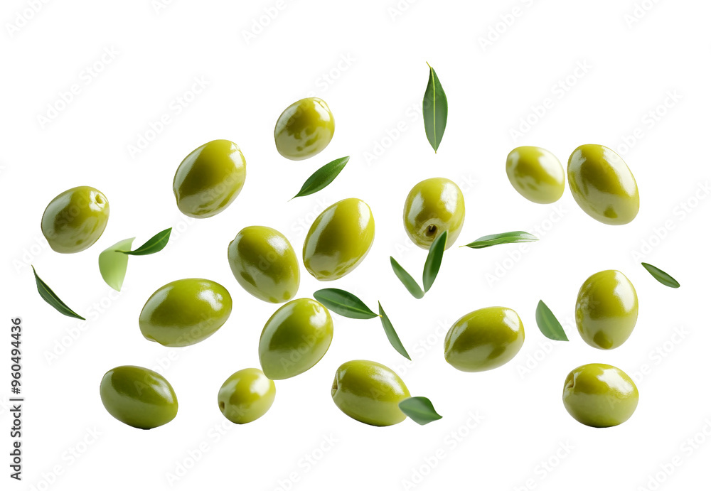 Fresh Green Olives with Leaves Isolated isolated on transparent background Fresh Green Olives with Leaves Isolated isolated on transparent background