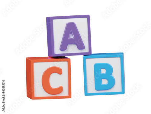 Abc block icon 3d render illustration