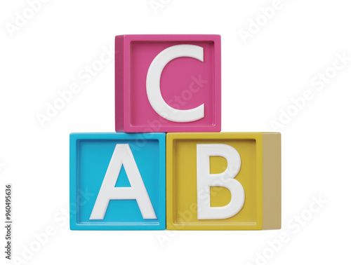 Abc block icon 3d render illustration