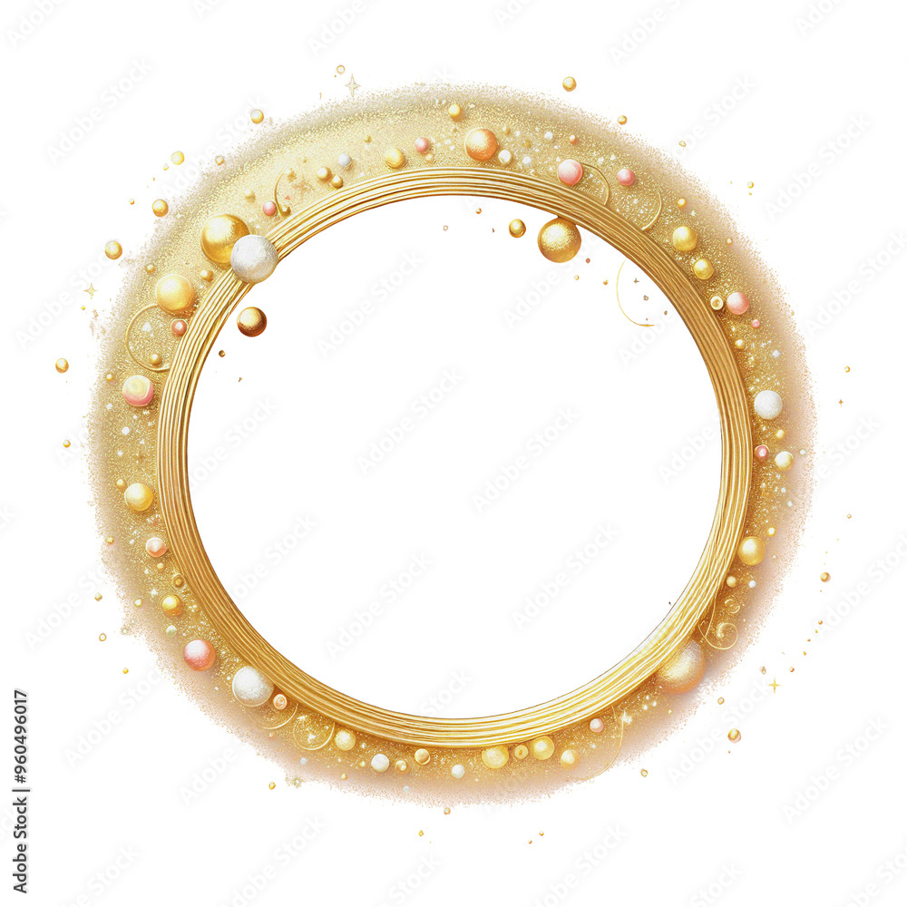 Gold abstract round frame art shiny sparking, golden glittering light circle transparent background Gold abstract round frame art shiny sparking, golden glittering light circle transparent background