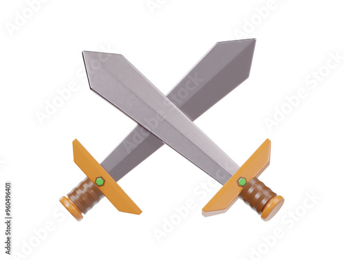 Gaming sword icon 3d render illustration