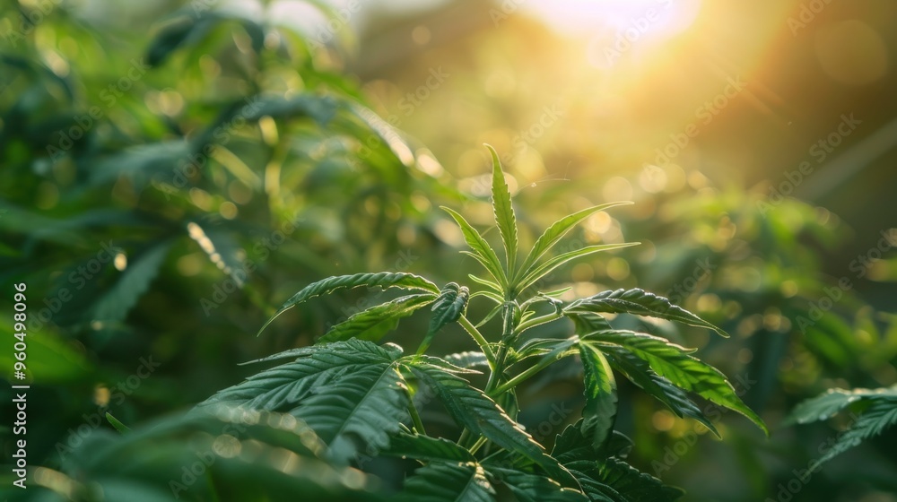 Obraz premium Cultivation of cannabis plants in greenhouses for medical and commercial purposes