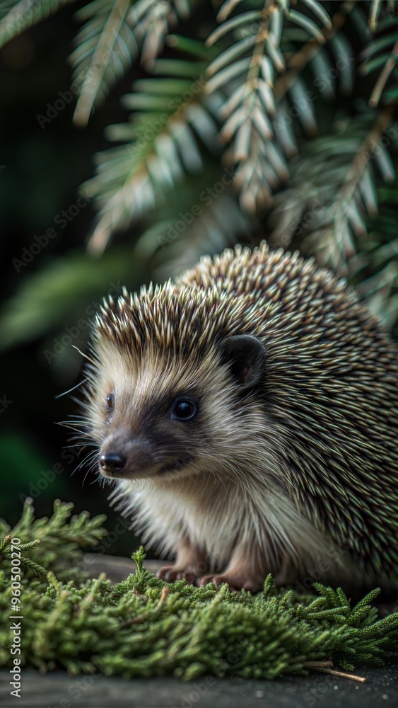 Fototapeta premium a hedgehog with beautiful natural background