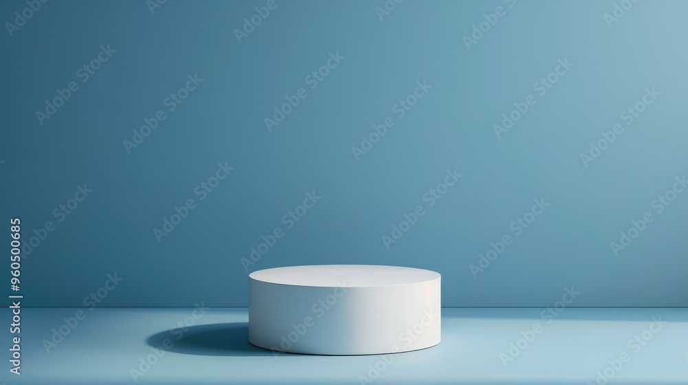 White tube on podium against blue background, empty space White tube on podium against blue background, empty space