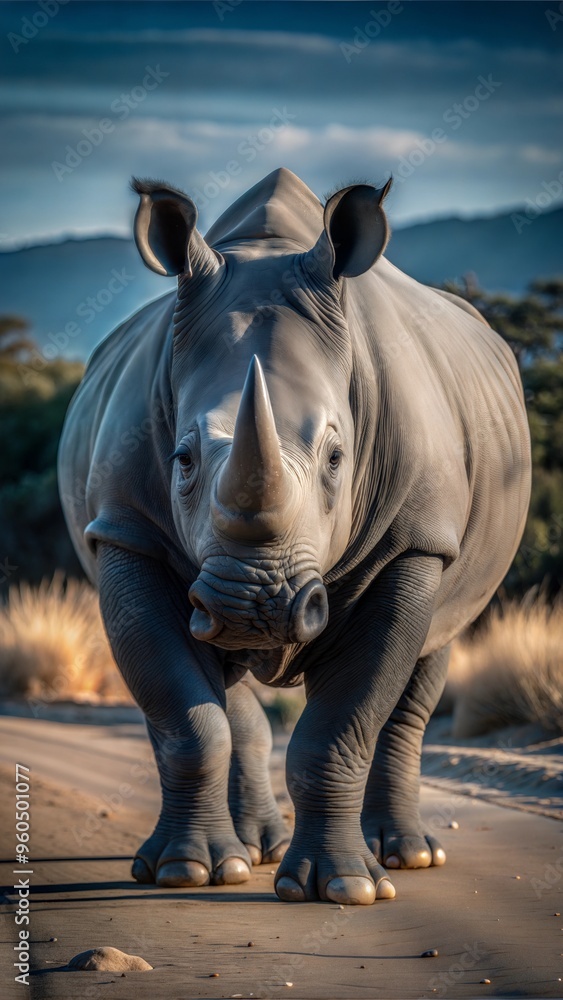 Fototapeta premium a rhinoceros with beautiful natural background