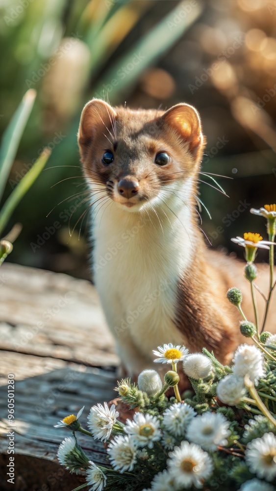Obraz premium a weasel with beautiful natural background