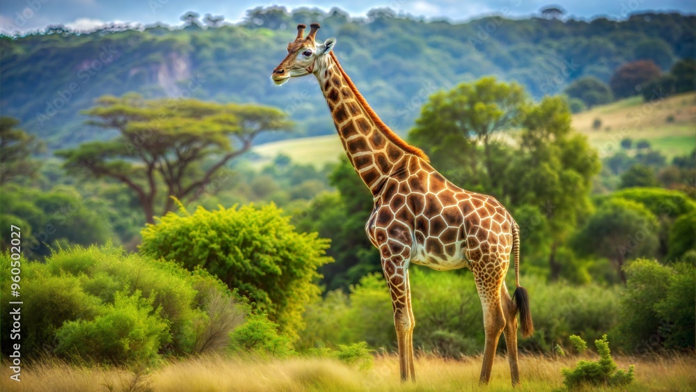 Obraz premium a giraffe with beautiful natural background