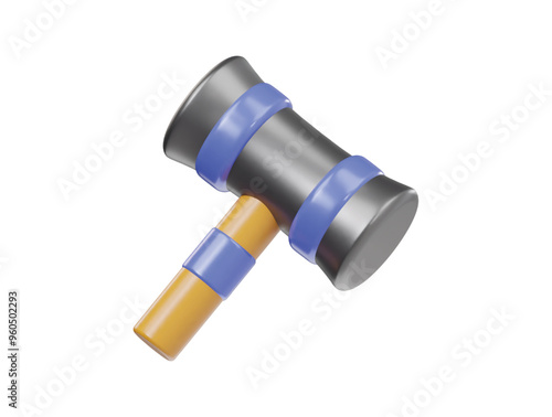 Gaming hammer icon 3 render illustration