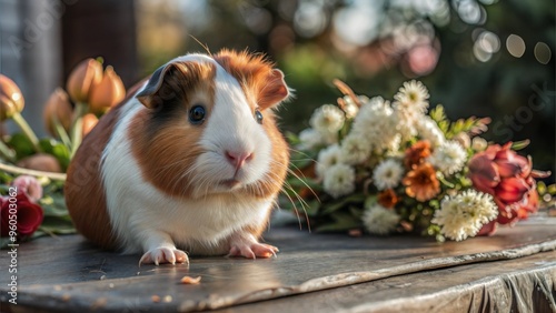 a guinea pig with beautiful natural background