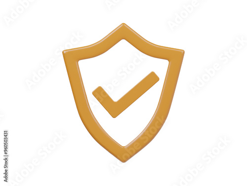 Protect shield icon 3d render illustration