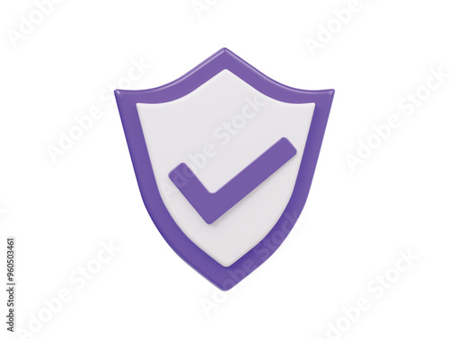 Protect shield icon 3d render illustration