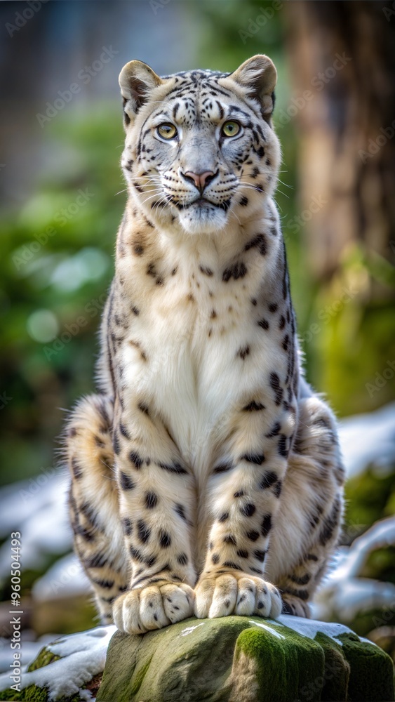 Obraz premium a snow leopard with beautiful natural background