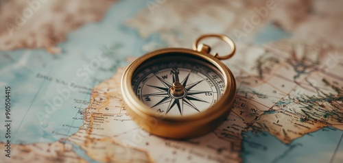 A close-up of a traditional compass resting on a map, symbolizing exploration