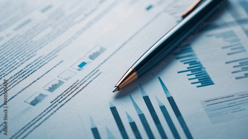 A detailed close-up of a financial report with charts and graphs printed on high-quality paper A detailed close-up of a financial report with charts and graphs printed on high-quality paper