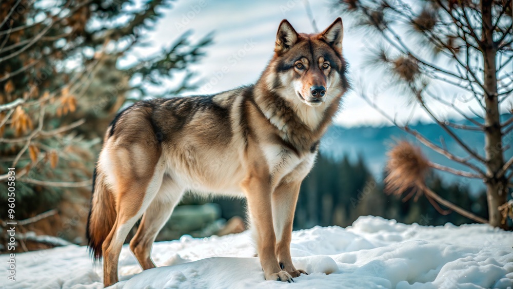 Naklejka premium a wolf with beautiful natural background