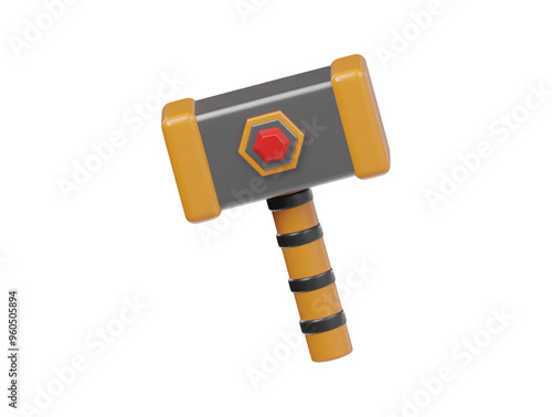 Gaming hammer icon 3d render illustration