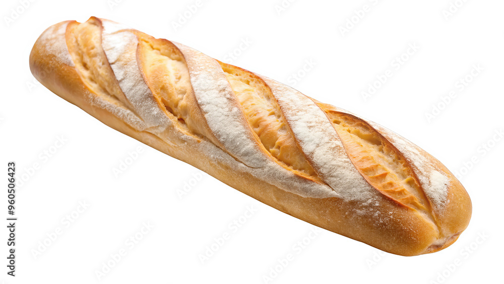 Freshly Baked French Baguette Isolated on White Background – Classic Crusty Bread