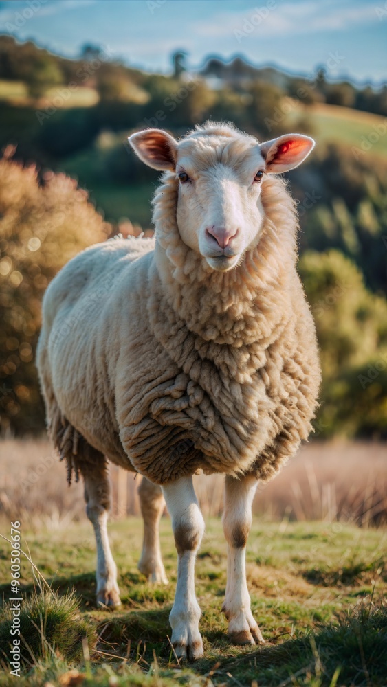Obraz premium a sheep with beautiful natural background