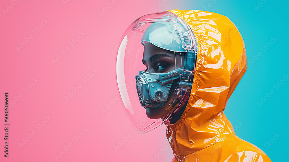 Futuristic Woman in Protective Suit, Digital Art Futuristic Woman in Protective Suit, Digital Art
