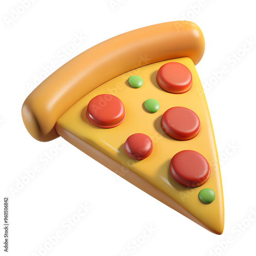 pizza slice 3d plastic icon isolated