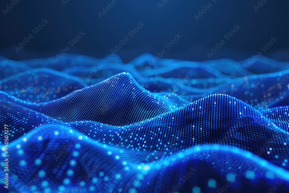 Abstract Digital Landscape with Glowing Blue Particles Abstract Digital Landscape with Glowing Blue Particles