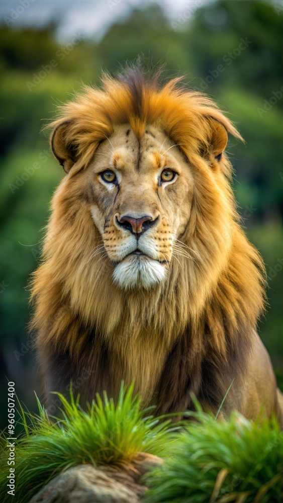 a lion with beautiful natural background a lion with beautiful natural background