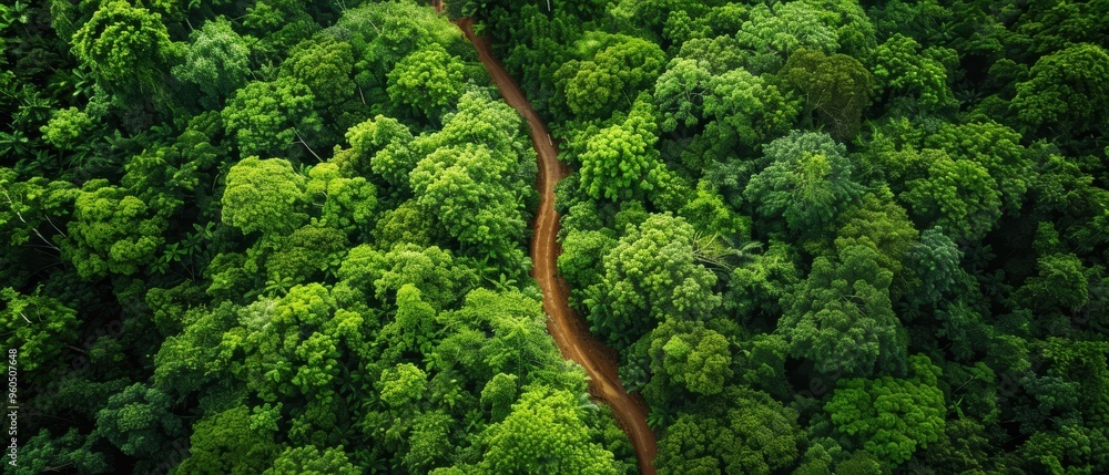 Serene Aerial View of Lush Forest with Winding Path Through Green Canopy - Nature's Beauty from Above Serene Aerial View of Lush Forest with Winding Path Through Green Canopy - Nature's Beauty from Above