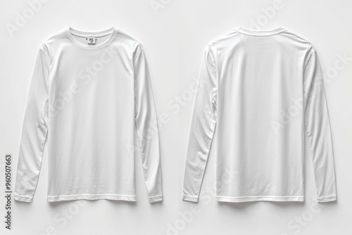 Wallpaper Mural White Long Sleeve Tshirt Mockup Isolated created with Generative AI Torontodigital.ca