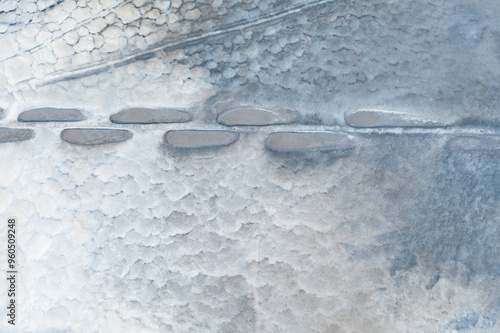 Aerial view of traditional salt pans in Quero, Toledo, Spain photo