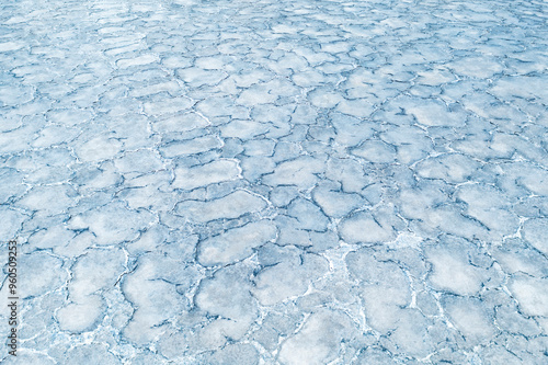 Salt pan landscape showing dried, cracked earth in Quero, Toledo photo