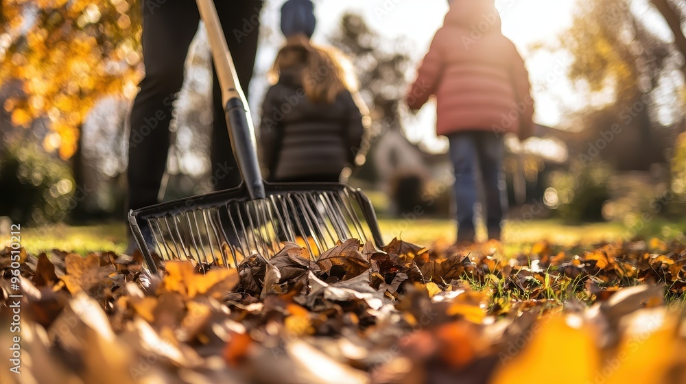 Autumn Leaves Raking in the Park Autumn Leaves Raking in the Park