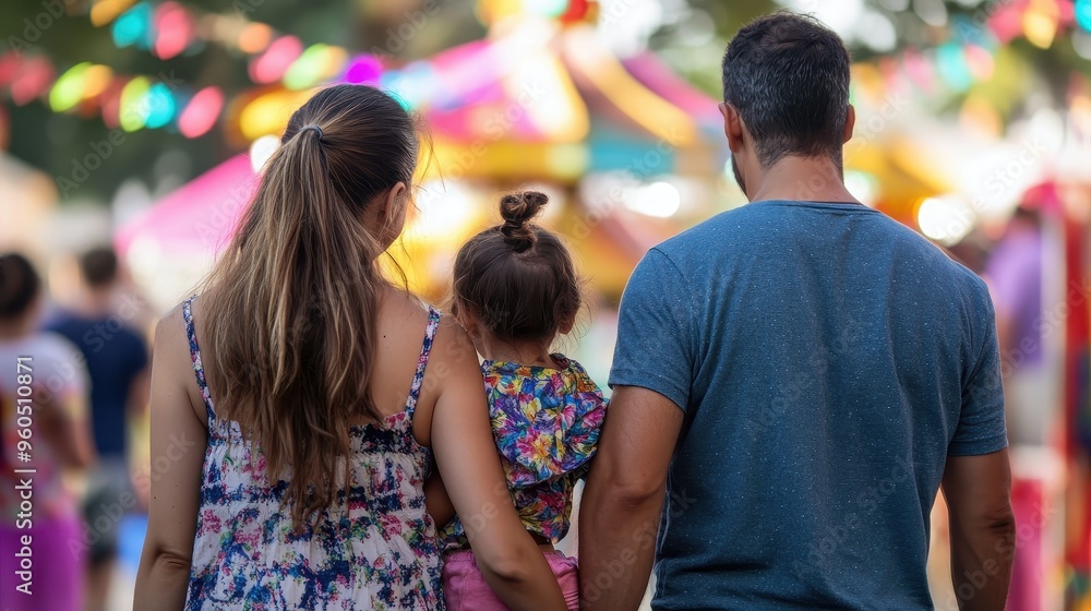 Fototapeta premium Family Fun at the Carnival: Vibrant Colors and Captured Moments