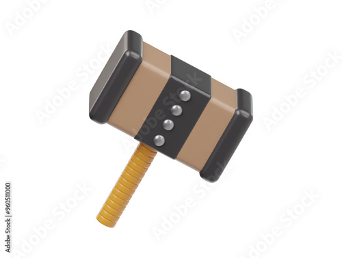 Gaming hammer icon 3d render illustration