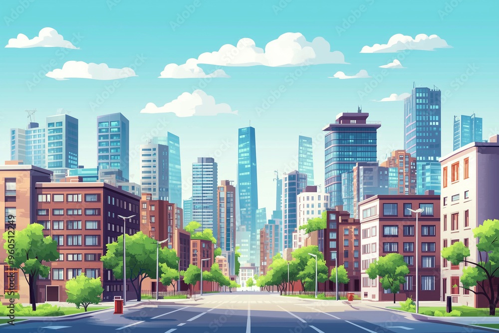 Obraz premium Clean empty street in urban metropolis city