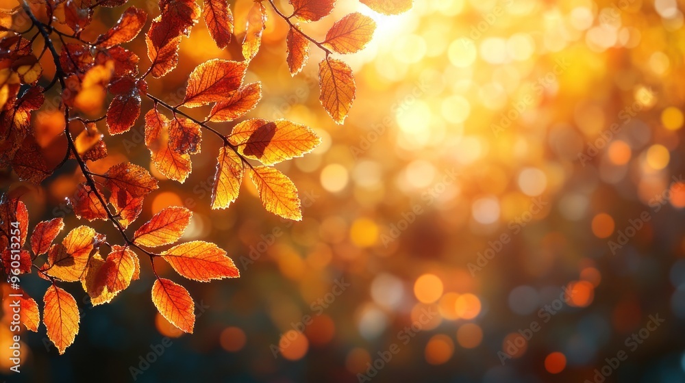 Autumn background with orange fall leaves. Garden scene on fall season with bright shiny sun ray and maple tree Autumn background with orange fall leaves. Garden scene on fall season with bright shiny sun ray and maple tree