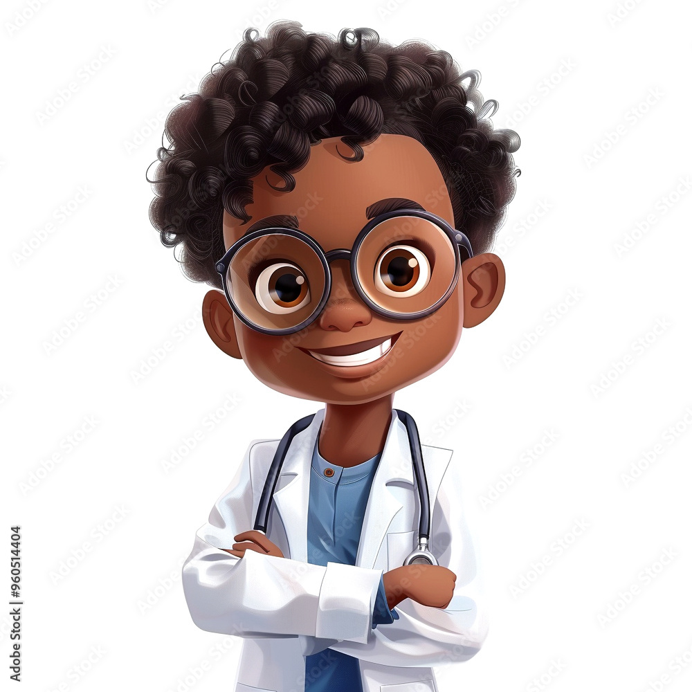 Young aspiring doctor smiles confidently in a white coat with a stethoscope Young aspiring doctor smiles confidently in a white coat with a stethoscope