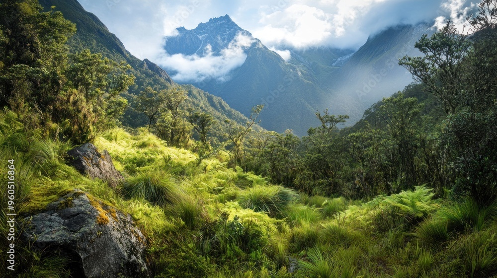 Mountainous Landscape with Lush Vegetation Mountainous Landscape with Lush Vegetation