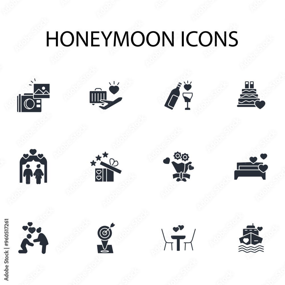 Honeymoon icon set.vector.Editable stroke.linear style sign for use web design,logo.Symbol illustration. Honeymoon icon set.vector.Editable stroke.linear style sign for use web design,logo.Symbol illustration.