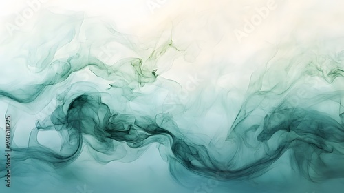 Green Smoke on Blue Background, Abstract Image, Texture, Pattern, Wallpaper, Cover and Screen for Smartphone, PC, Laptop, 9:16 and 16:9 Format