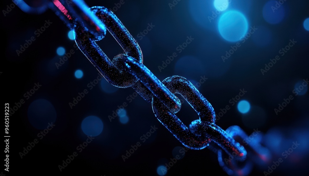 A close-up of a shiny chain against a blurred blue background, symbolizing strength and connection in a digital world. A close-up of a shiny chain against a blurred blue background, symbolizing strength and connection in a digital world.