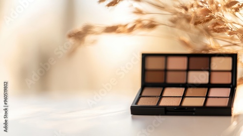 Stylish makeup palette with warm tones, perfect for creating stunning looks. Ideal for beauty enthusiasts and professionals alike.