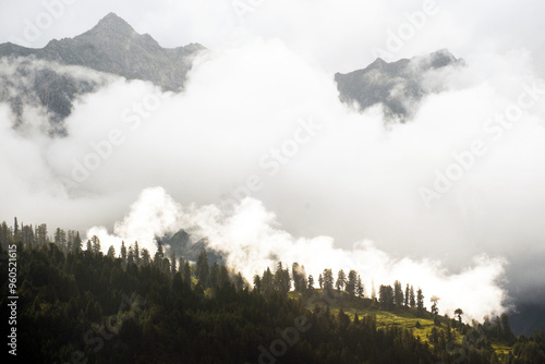 Rainy and cloudy day in Himalaya, India