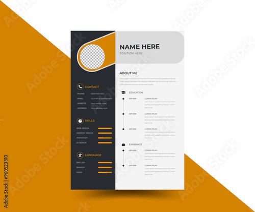 Modern clean Professional resume CV design template and Cover Letter Layout in vector illustration