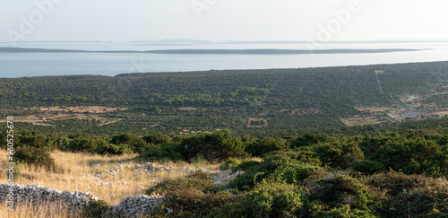 Landscape of Adriatic sea and islands, viewpoint Simuni on island Pag in Croatia photo