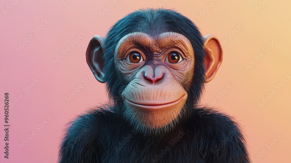 Curious Chimpanzee Primate Portraits in Studio Setting Curious Chimpanzee Primate Portraits in Studio Setting