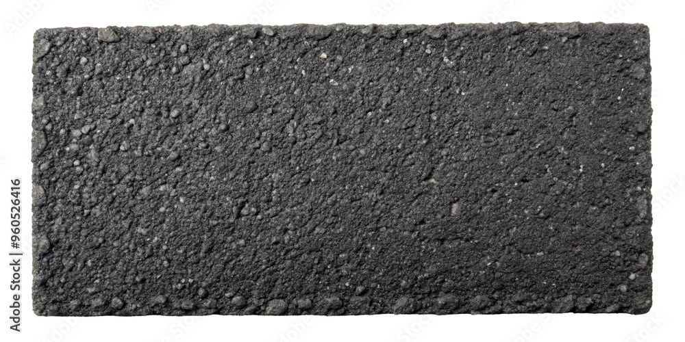 Fototapeta premium Rough black asphalt texture with a coarse and grainy surface, commonly used in road paving and outdoor surfaces. Isolated on transparent background, png.